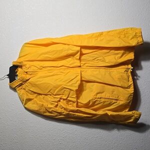 Woolrich Windbreaker Jacket Medium Mens Yellow Rain Coat Hooded Vented Vintage